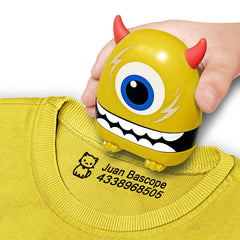 Ogelz Customized Name Stamp For Clothes-Cute Yellow Monster Plus Personalised For Adult Kids Daycare Stickers Tag Label Preschool Nursing Home Washable Dryer Safe