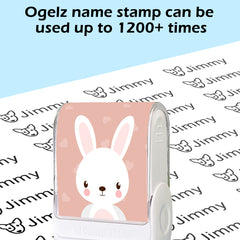 Ogelz Customized Name Stamp For Clothes-Cute Rabbit SQ Personalised For Adult Kids Daycare Stickers Tag Label Preschool Nursing Home Washable Dryer Safe