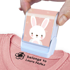 Ogelz Customized Name Stamp For Clothes-Cute Rabbit SQ Personalised For Adult Kids Daycare Stickers Tag Label Preschool Nursing Home Washable Dryer Safe