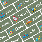 Ogelz Personalized Name Labels for Kids Custom Stcikers Washable for Clothes and Gear Non Iron Waterproof for Kids Stuff Daycare Toddlers School Supplies Water Bottle Camp 0.5"X1.2" Green (Transport)