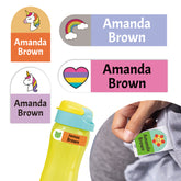 Étiquettes personnalisées Ogelz pour enfants - Autocollants lavables et imperméables pour vêtements et équipements - Idéales pour la garderie, les tout-petits, les fournitures scolaires, les gourdes, les camps - Thème licorne - Très grande taille