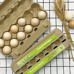Ogelz 50-1000 Pairs Customized Farm Fresh Egg Carton Labels Stickers For 12 Count Dozen Paper Pulp Chicken Duck Egg Cartons Waterproof Anti Scratches (Green Design)