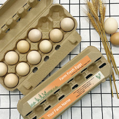 Ogelz 50-1000 Pairs Customized Farm Fresh Egg Carton Labels Stickers For 12 Count Dozen Paper Pulp Chicken Duck Egg Cartons Waterproof Anti Scratches (Orange Design)