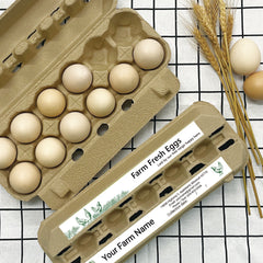 Ogelz 50-1000 Pairs Customized Farm Fresh Egg Carton Labels Stickers For 12 Count Dozen Paper Pulp Chicken Duck Egg Cartons Waterproof Anti Scratches (Clear White Design)