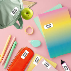 Ogelz Personalized Name Labels for Kids Custom Stcikers Washable for Clothes and Gear Non Iron Waterproof for Kids Stuff Daycare Toddlers School Supplies Water Bottle Camp 0.5"X1.2" White background