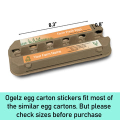 Ogelz 50-500 Pairs Customized Farm Fresh Egg Carton Labels Stickers For 12 Count Dozen Paper Pulp Chicken Duck Egg Cartons Waterproof Anti Scratches (Farm Design)