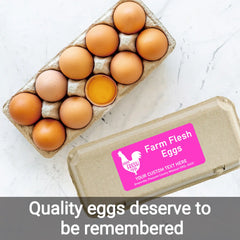 Ogelz 40Pcs Customized Farm Fresh Egg Carton Packaging Labels Stickers Set Personalized for Chicken Duck Stickers Extra Stciky 2X4 Inch Rectangle Hot Pink (R01)