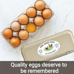 Ogelz 10-500 paires d'étiquettes autocollantes personnalisées pour boîtes d'œufs frais de la ferme (12 œufs par douzaine) en pâte à papier, imperméables et anti-rayures (motif ferme)