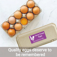 Ogelz 40Pcs Customized Farm Fresh Egg Carton Packaging Labels Stickers Set Personalized for Chicken Duck Stickers Extra Stciky 2X4 Inch Rectangle Purple(G04)