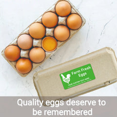 Ogelz 40Pcs Customized Farm Fresh Egg Carton Packaging Labels Stickers Set Personalized for Chicken Duck Stickers Extra Stciky 2X4 Inch Rectangle Green (R03)