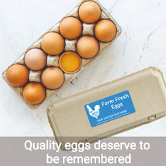 Ogelz 40Pcs Customized Farm Fresh Egg Carton Packaging Labels Stickers Set Personalized for Chicken Duck Stickers Extra Stciky 2X4 Inch Rectangle Blue (R02)