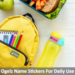 Ogelz Personalized Name Labels for Kids Custom Stcikers Washable for Clothes and Gear Non Iron Waterproof for Kids Stuff Daycare Toddlers School Supplies Water Bottle Camp 0.5"X1.2" Green (Transport)
