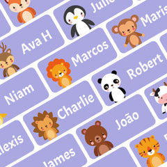 Ogelz Personalized Name Labels for Kids Custom Stcikers Washable for Clothes and Gear Non Iron Waterproof for Kids Stuff Daycare Toddlers School Supplies Water Bottle Camp 0.5"X1.2" Purple (Animal)
