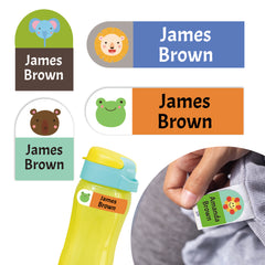 Ogelz Personalized Name Labels for Kids Custom Stcikers Washable for Clothes and Gear Non Iron Waterproof for Kids Stuff Daycare Toddlers School Supplies Water Bottle Camp Aniaml Theme Extra Large