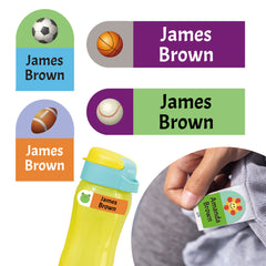 Ogelz Personalized Name Labels for Kids Custom Stcikers Washable for Clothes and Gear Non Iron Waterproof for Kids Stuff Daycare Toddlers School Supplies Water Bottle Camp Sport Theme Extra Large
