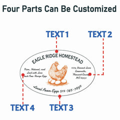 Ogelz 40Pcs Customized Farm Fresh Egg Carton Packaging Labels Stickers Stamps Kit Set Personalized for Chicken Duck Stickers Extra Stciky Waterproof Anti Scratches 2X4 Inch Oval (C03)