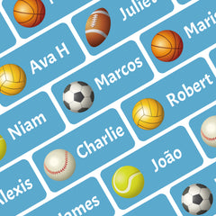 Ogelz Personalized Name Labels for Kids Custom Stcikers Washable for Clothes and Gear Non Iron Waterproof for Kids Stuff Daycare Toddlers School Supplies Water Bottle Camp 0.5"X1.2" Blue (Sport)