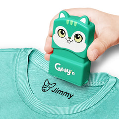 Ogelz Customized Name Stamp For Clothes-Cute Green Hamster Personalised For Adult Kids Daycare Stickers Tag Label Preschool Nursing Home Washable Dryer Safe