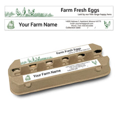 Ogelz 50-1000 Pairs Customized Farm Fresh Egg Carton Labels Stickers For 12 Count Dozen Paper Pulp Chicken Duck Egg Cartons Waterproof Anti Scratches (Clear White Design)