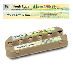 Ogelz 50-500 Pairs Customized Farm Fresh Egg Carton Labels Stickers For 12 Count Dozen Paper Pulp Chicken Duck Egg Cartons Waterproof Anti Scratches (Farm Design)