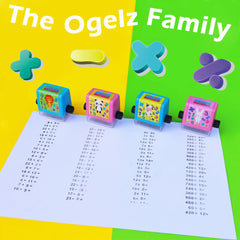 Math Roller Stamp Smart Math Teaching Stamps for Kids, Addition Subtraction Multiplication Division Math Practice Tool Math Learning Stamps