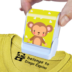 Ogelz Customized Name Stamp For Clothes-Cute Monkey SQ Personalised For Adult Kids Daycare Stickers Tag Label Preschool Nursing Home Washable Dryer Safe