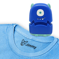 Ogelz Customized Name Stamp For Clothes-Cute Blue Monster Alien Personalised For Adult Kids Daycare Stickers Tag Label Preschool Nursing Home Washable Dryer Safe