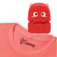 Ogelz Customized Name Stamp For Clothes-Cute Red Monster Alien Personalised For Adult Kids Daycare Stickers Tag Label Preschool Nursing Home Washable Dryer Safe