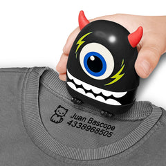 Ogelz Customized Name Stamp For Clothes-Cute Black Monster Plus Personalised For Adult Kids Daycare Stickers Tag Label Preschool Nursing Home Washable Dryer Safe