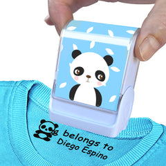 Ogelz Customized Name Stamp For Clothes-Cute Panda SQ Personalised For Adult Kids Daycare Stickers Tag Label Preschool Nursing Home Washable Dryer Safe