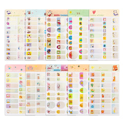 Set of 10 Sheets Different Cartoon Sticker Water Proof Blank Name Tag LabelOgelz