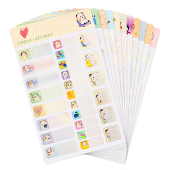 Set of 10 Sheets Different Cartoon Sticker Water Proof Blank Name Tag LabelOgelz