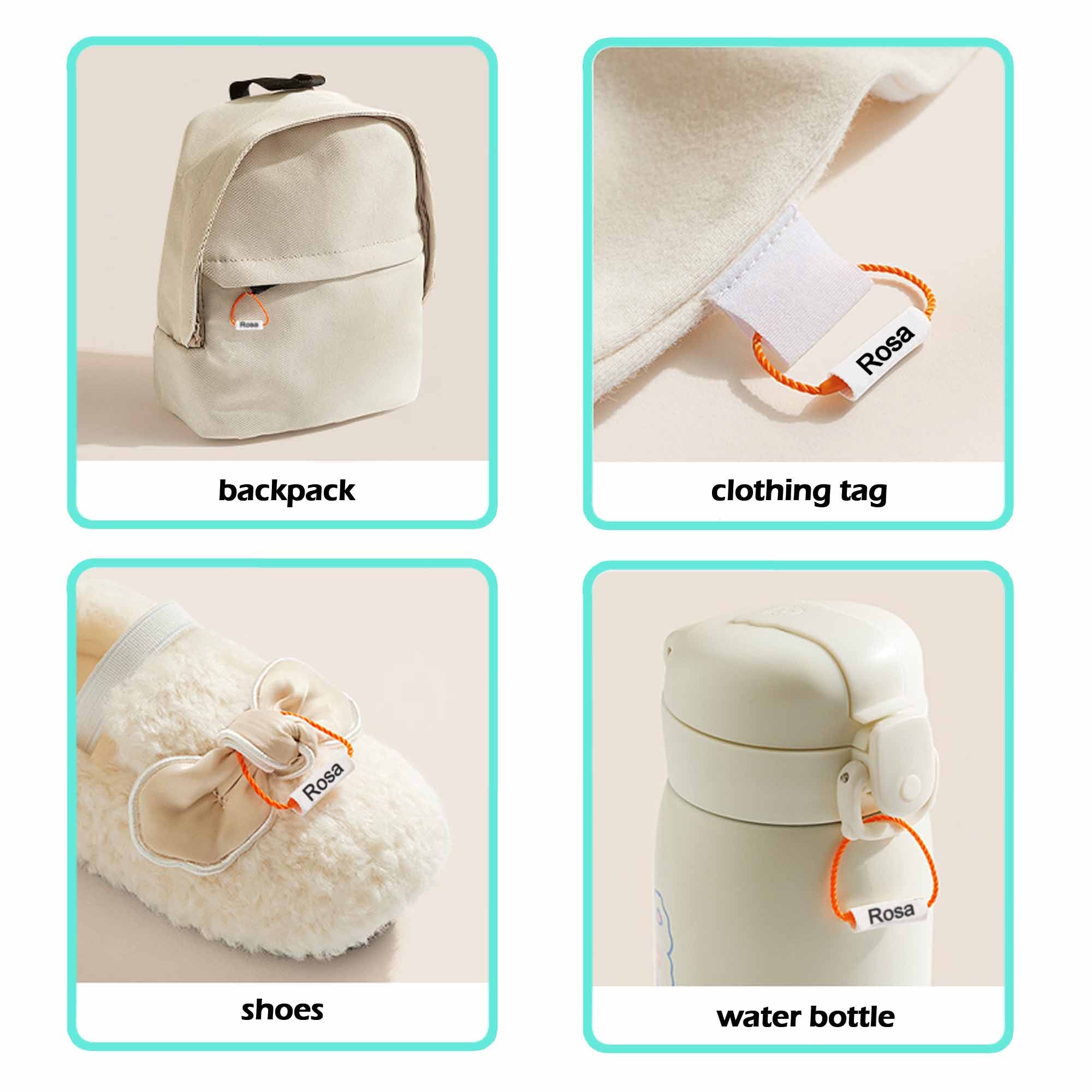 Set of 40/80PCS Shoes Name Label Tag In Multi Colors String 5 Options of Tag Color In White Yellow Red Orange BlueOgelz