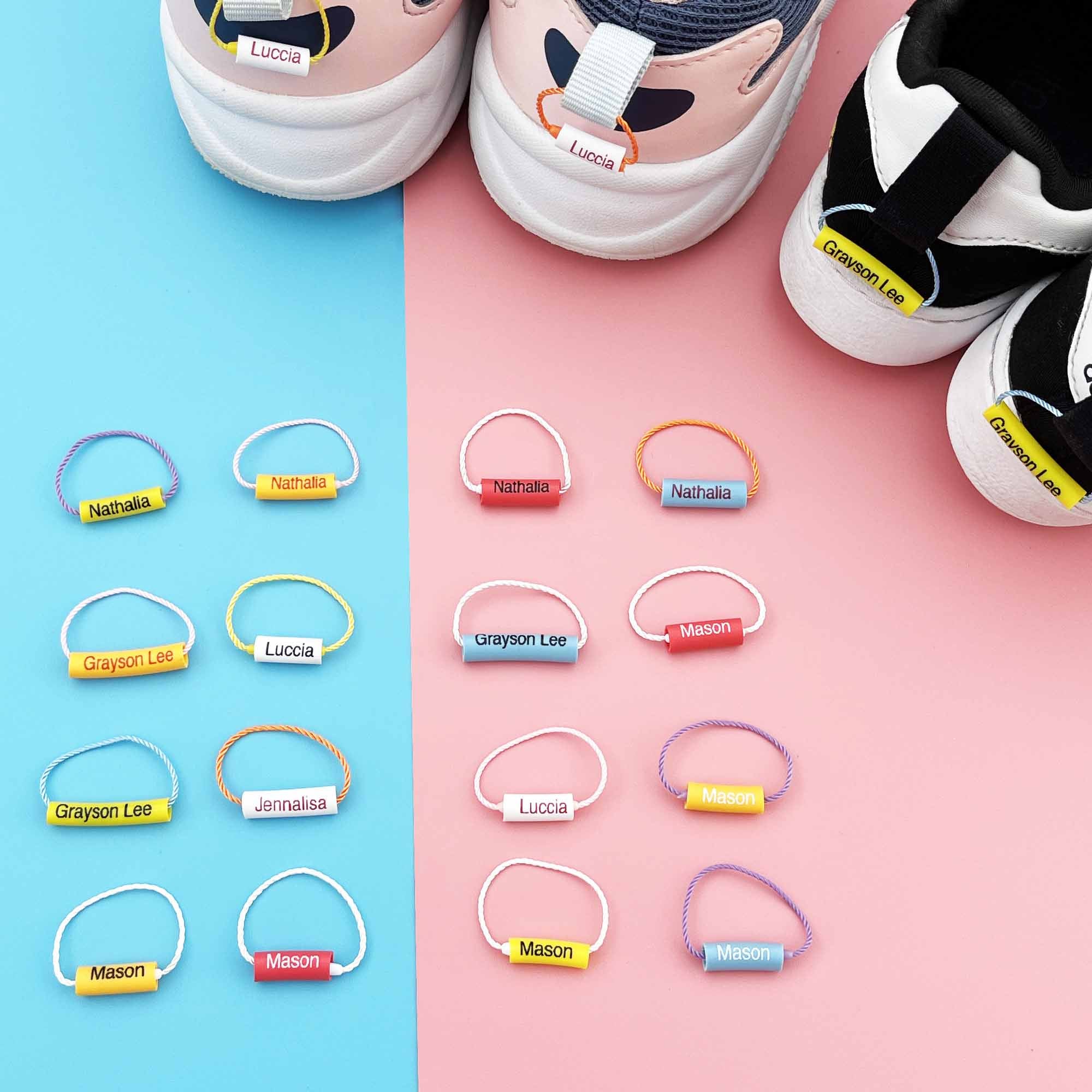 Set of 40/80PCS Shoes Name Label Tag In Multi Colors String 5 Options of Tag Color In White Yellow Red Orange BlueOgelz