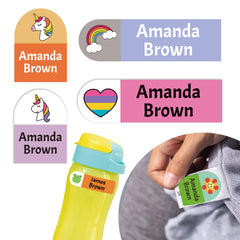 Ogelz Personalized Name Labels for Kids Custom Stcikers Washable for Clothes and Gear Non Iron Waterproof for Kids Stuff Daycare Toddlers School Supplies Water Bottle Camp Unicorn Theme Extra Large